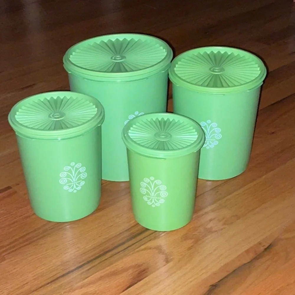 Tupperware Vintage Servalier Canister Set of 4 Green